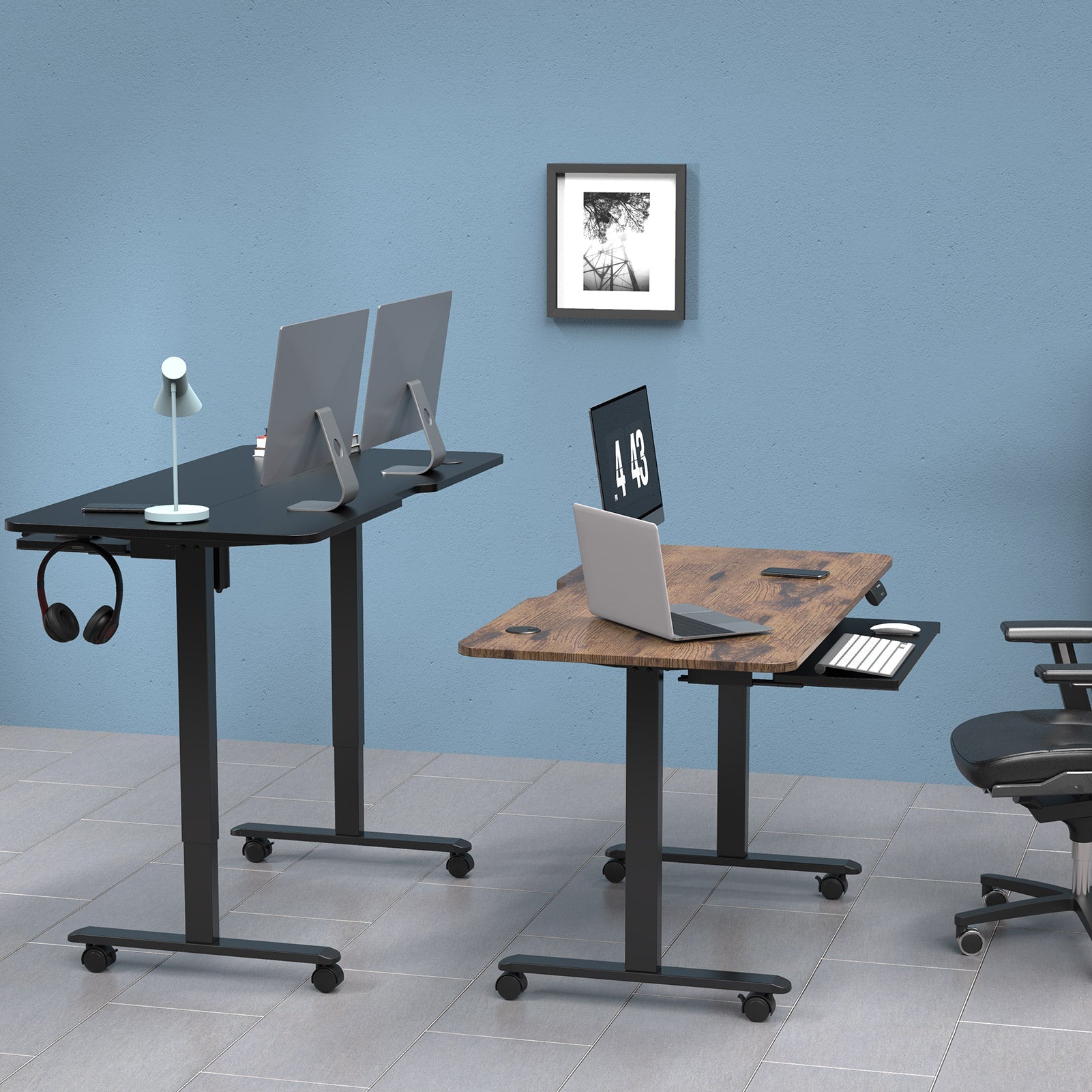 WOKA Electric Height Adjustable Standing Desk with Keyboard Tray