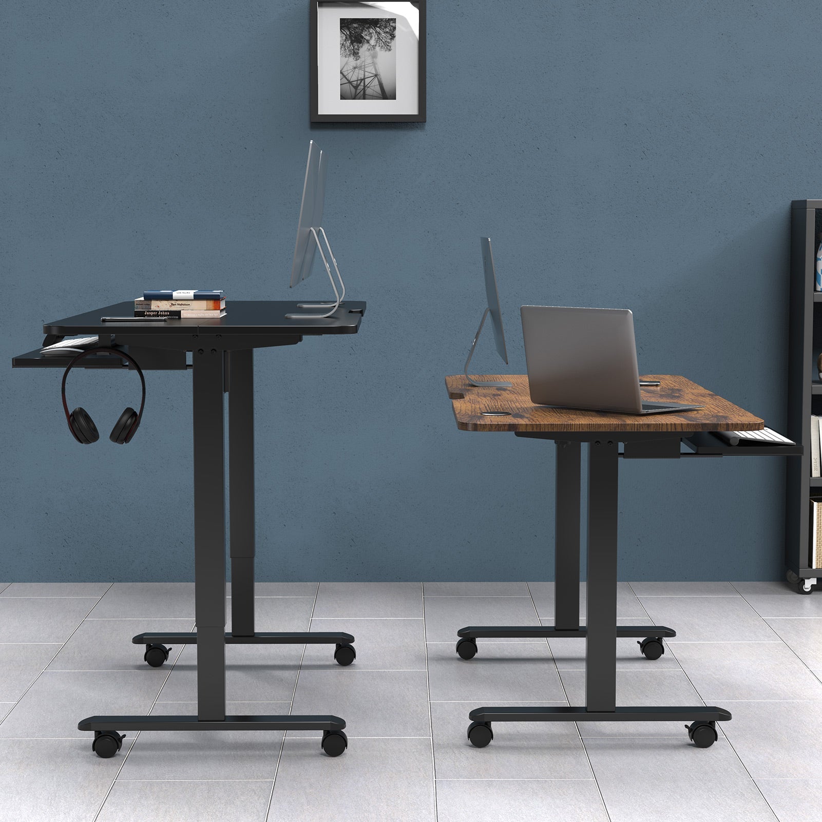 WOKA Electric Height Adjustable Standing Desk with Keyboard Tray