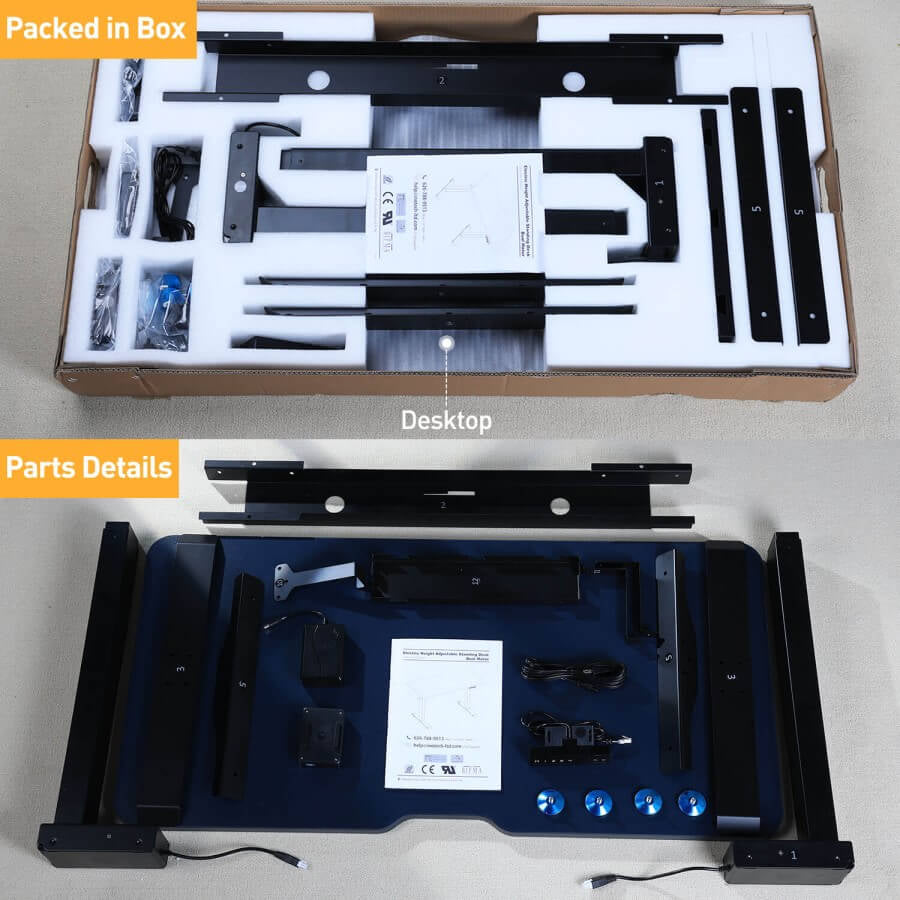 Blue Top standing desk for home office ships out in one package