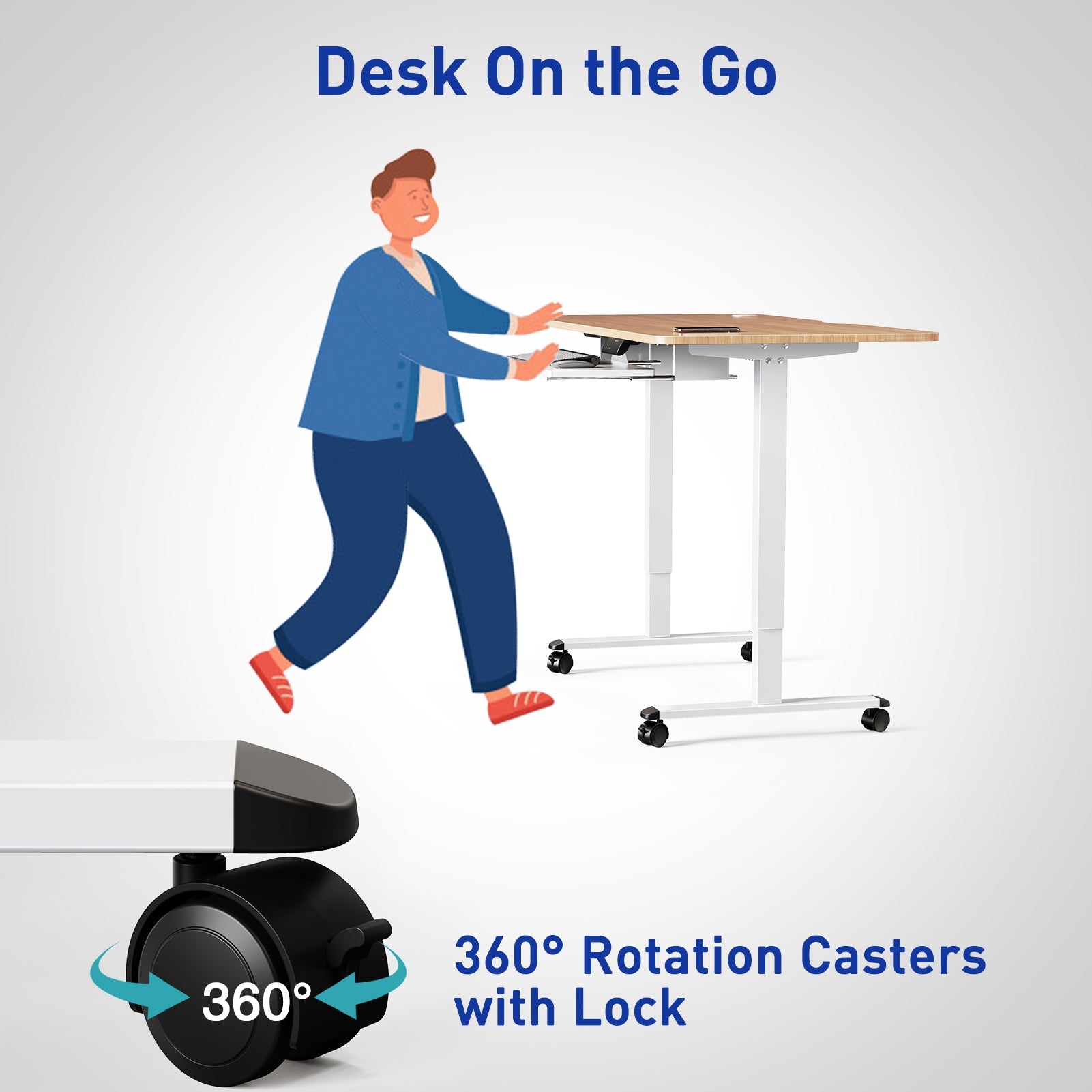 WOKA Electric Height Adjustable Standing Desk with Keyboard Tray