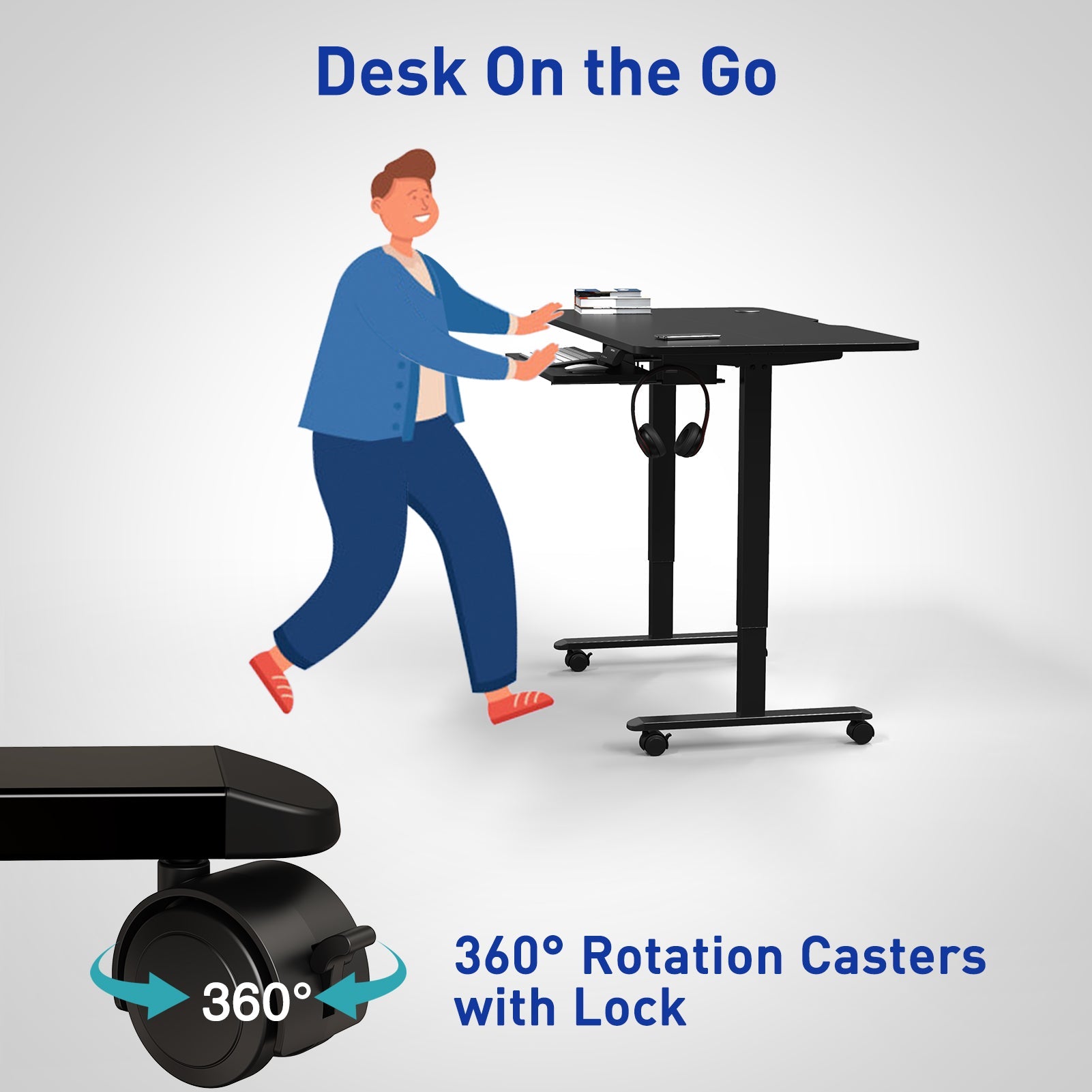 WOKA Electric Height Adjustable Standing Desk with Keyboard Tray