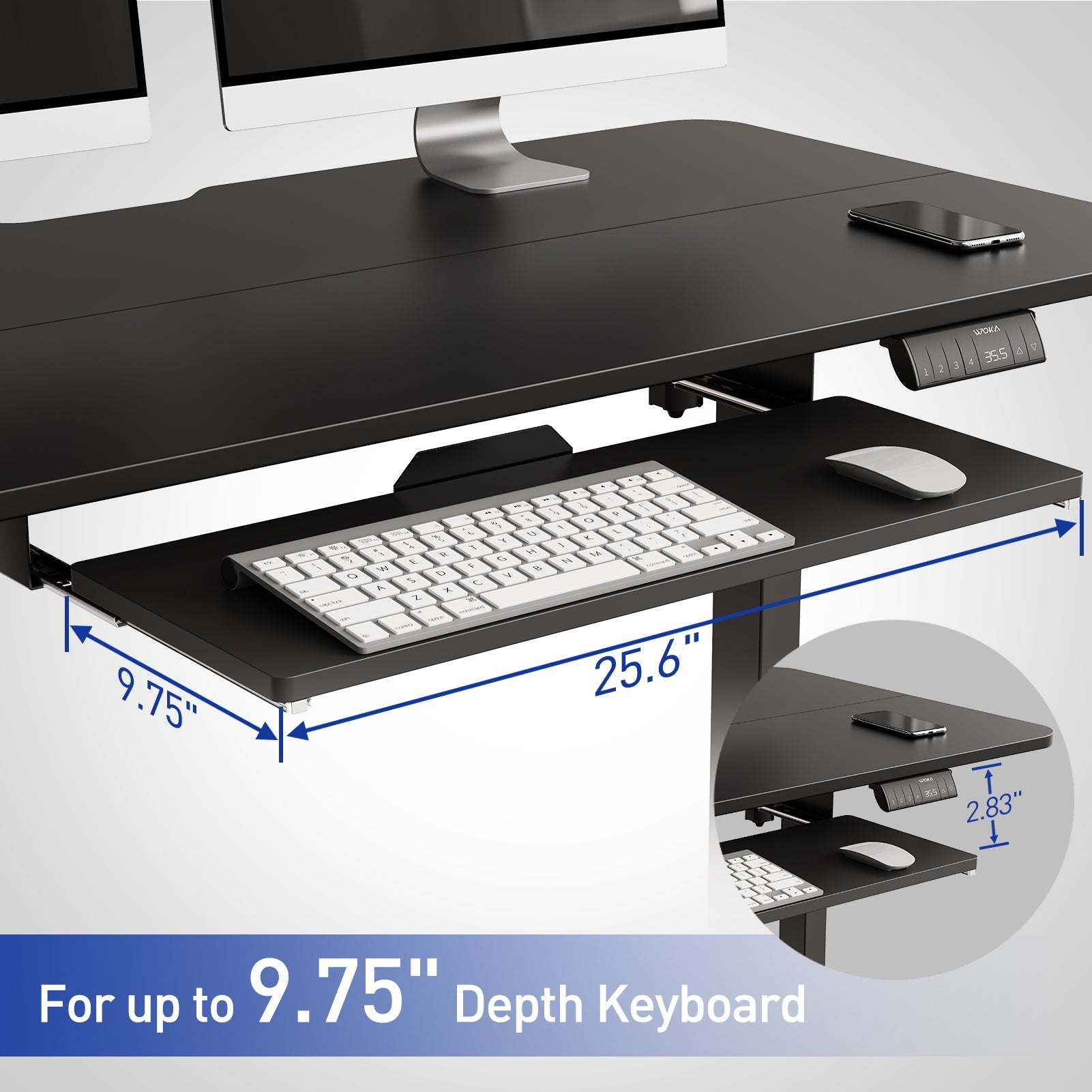 WOKA Electric Height Adjustable Standing Desk with Keyboard Tray