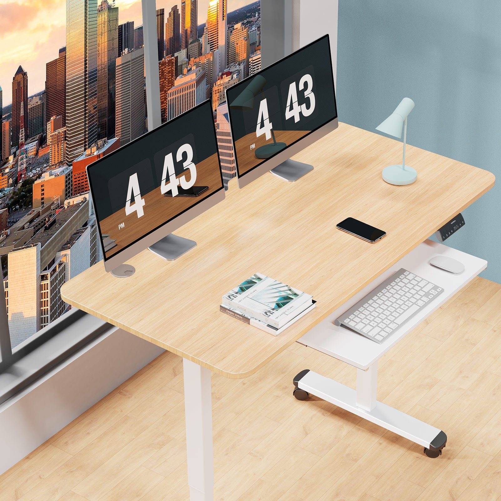 WOKA Electric Height Adjustable Standing Desk with Keyboard Tray