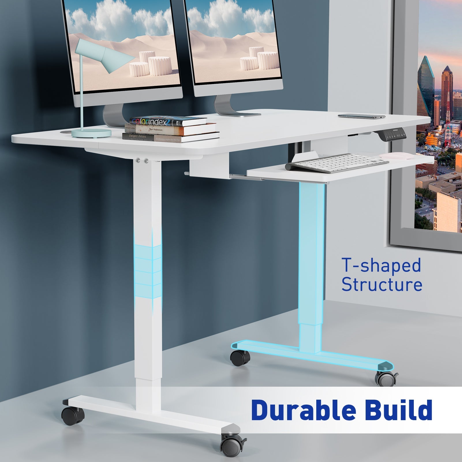 WOKA Electric Height Adjustable Standing Desk with Keyboard Tray