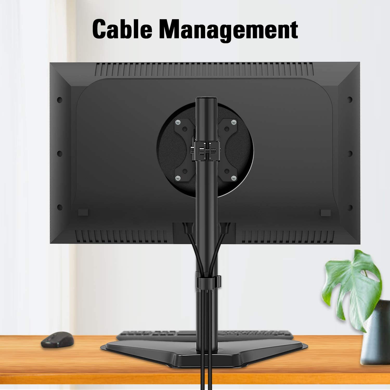 home office single computer desk stand with cable management to declutter your desk