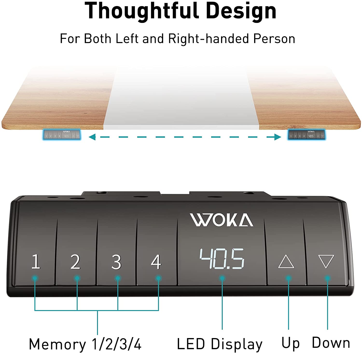 Deep Oak + White electric sit stand desk