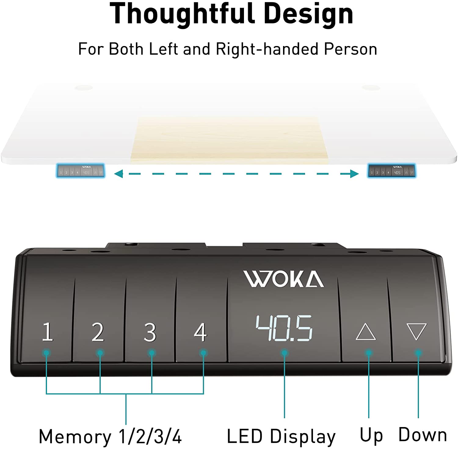 White +Oak electric stand up desk with memory keypad