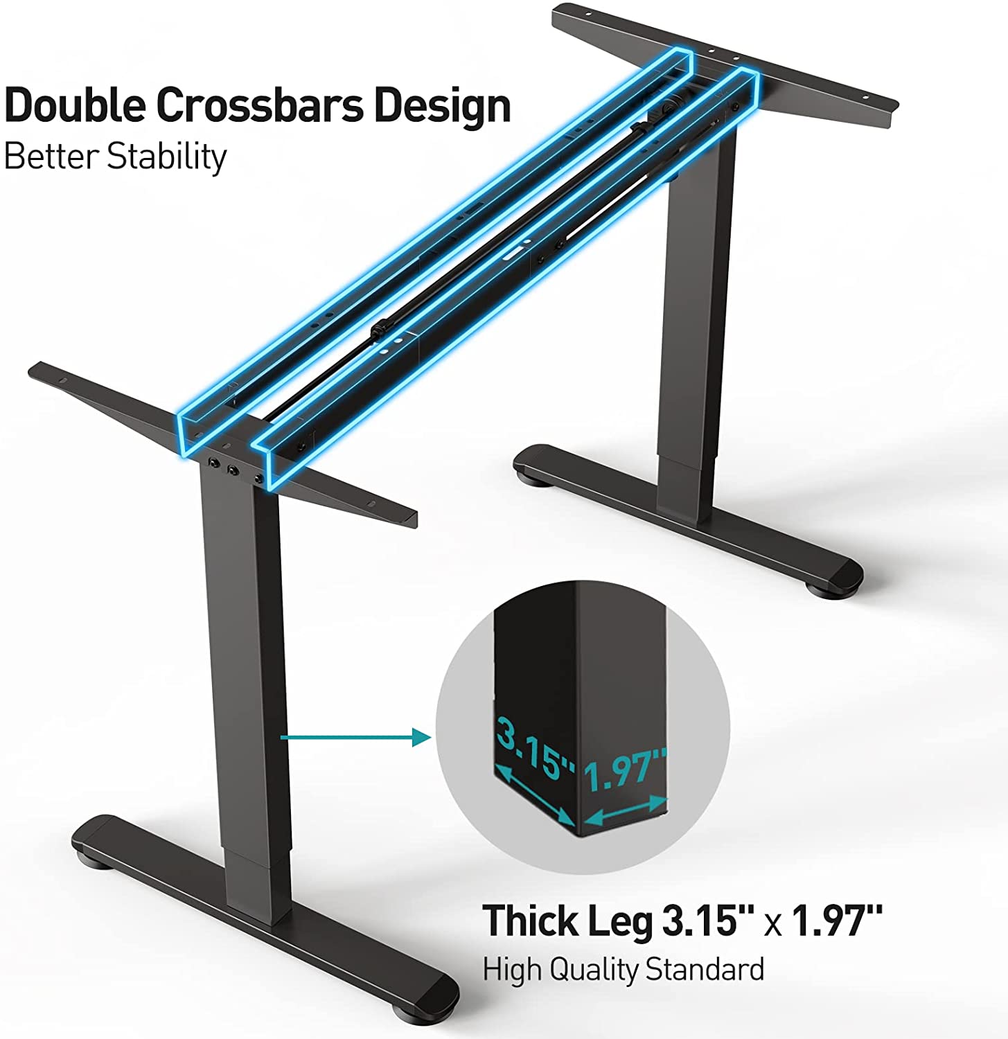 Rustic Brown + Black high quality standing desk