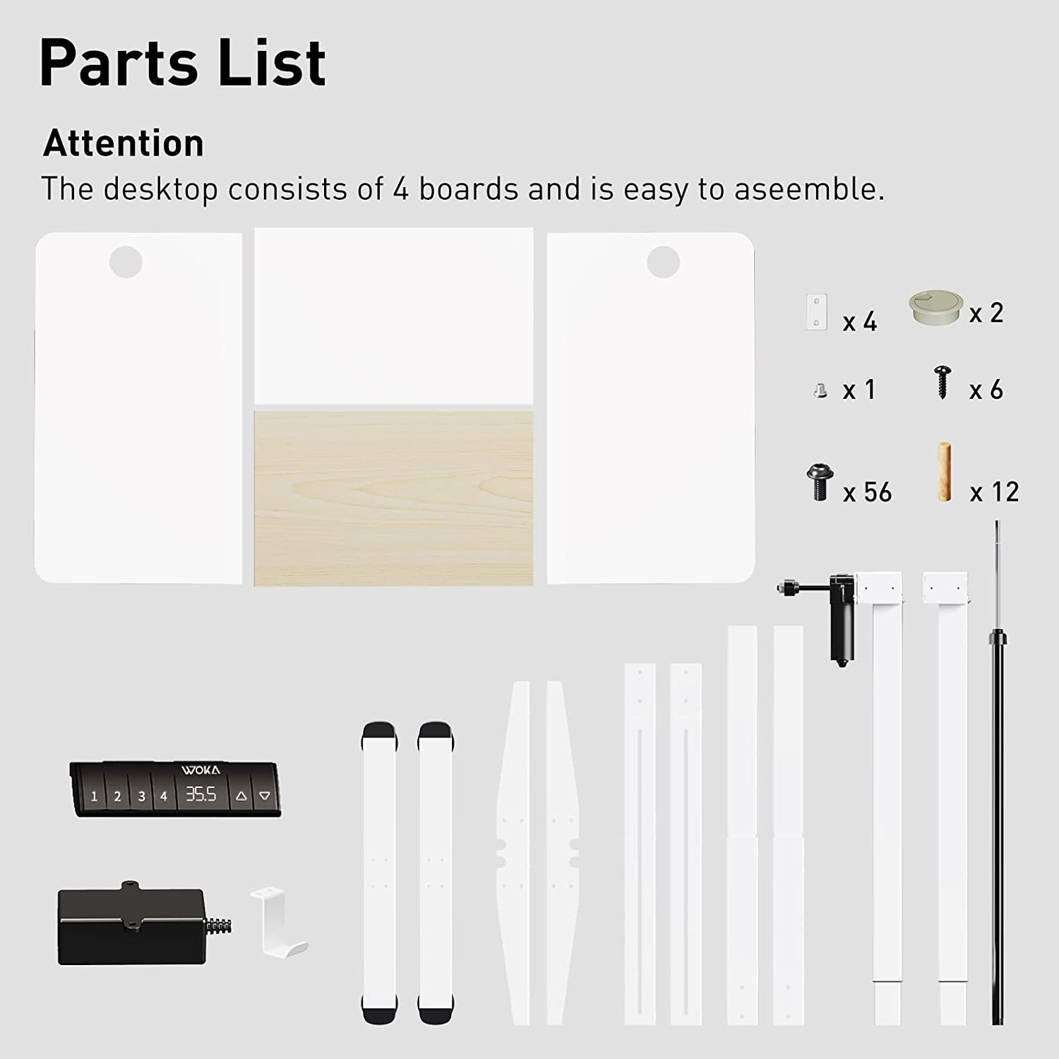 White +Oak standing desk comes with neccessary hardware