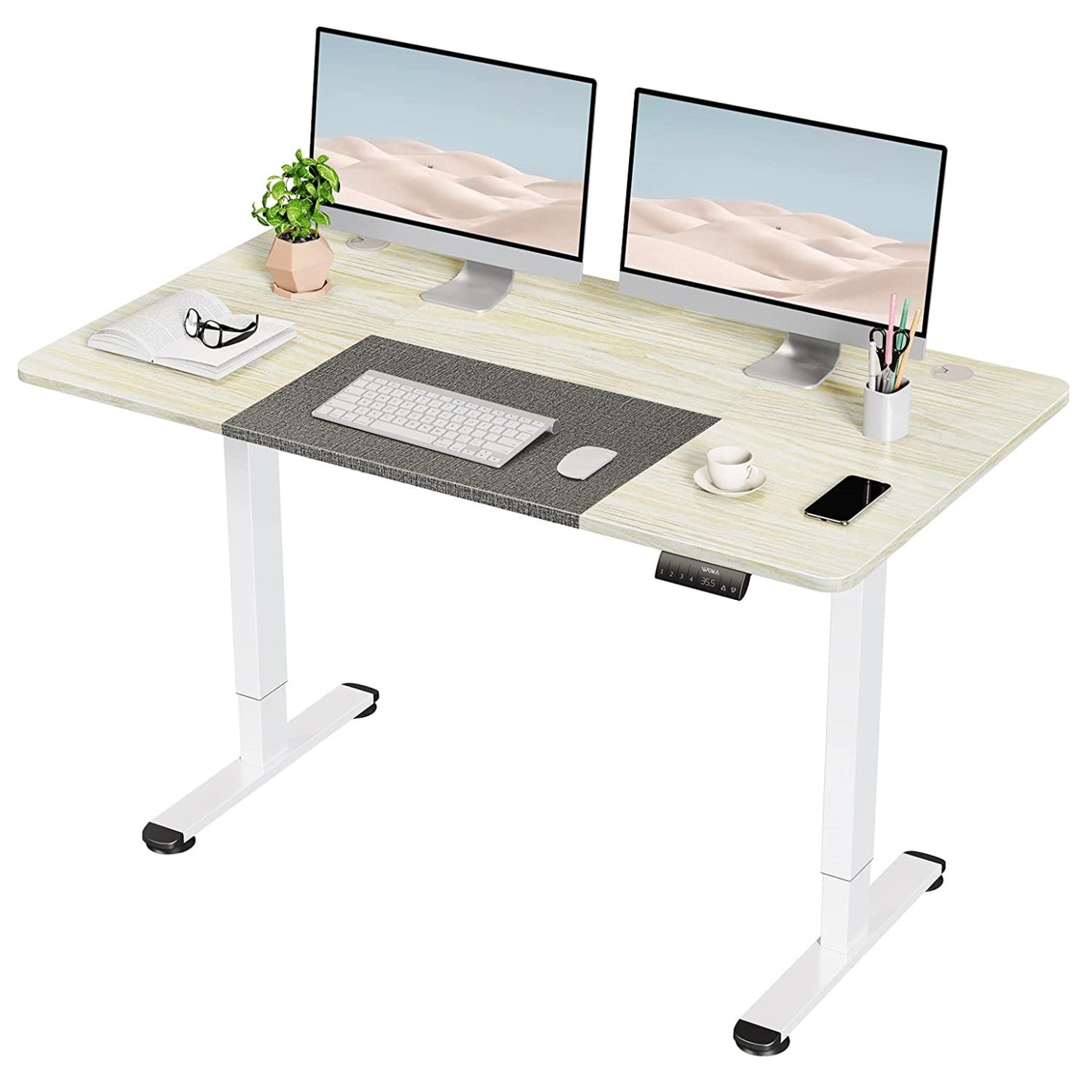 White +Oak motozied standing desk