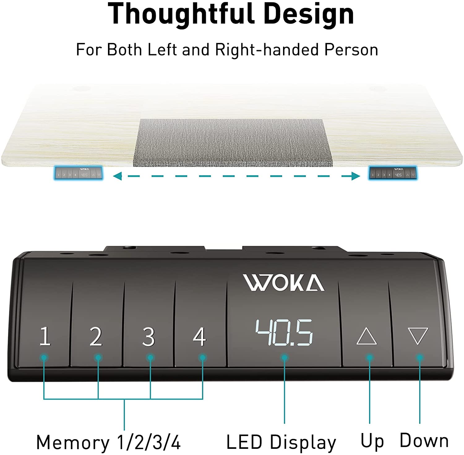 White +Oak electric standing desk with memory keypad
