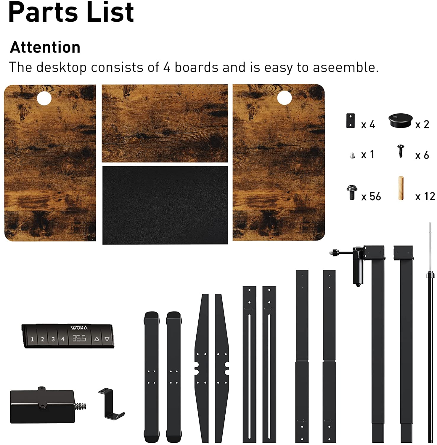 Rustic Brown + Black desk comes with neccessary hardware and bolts