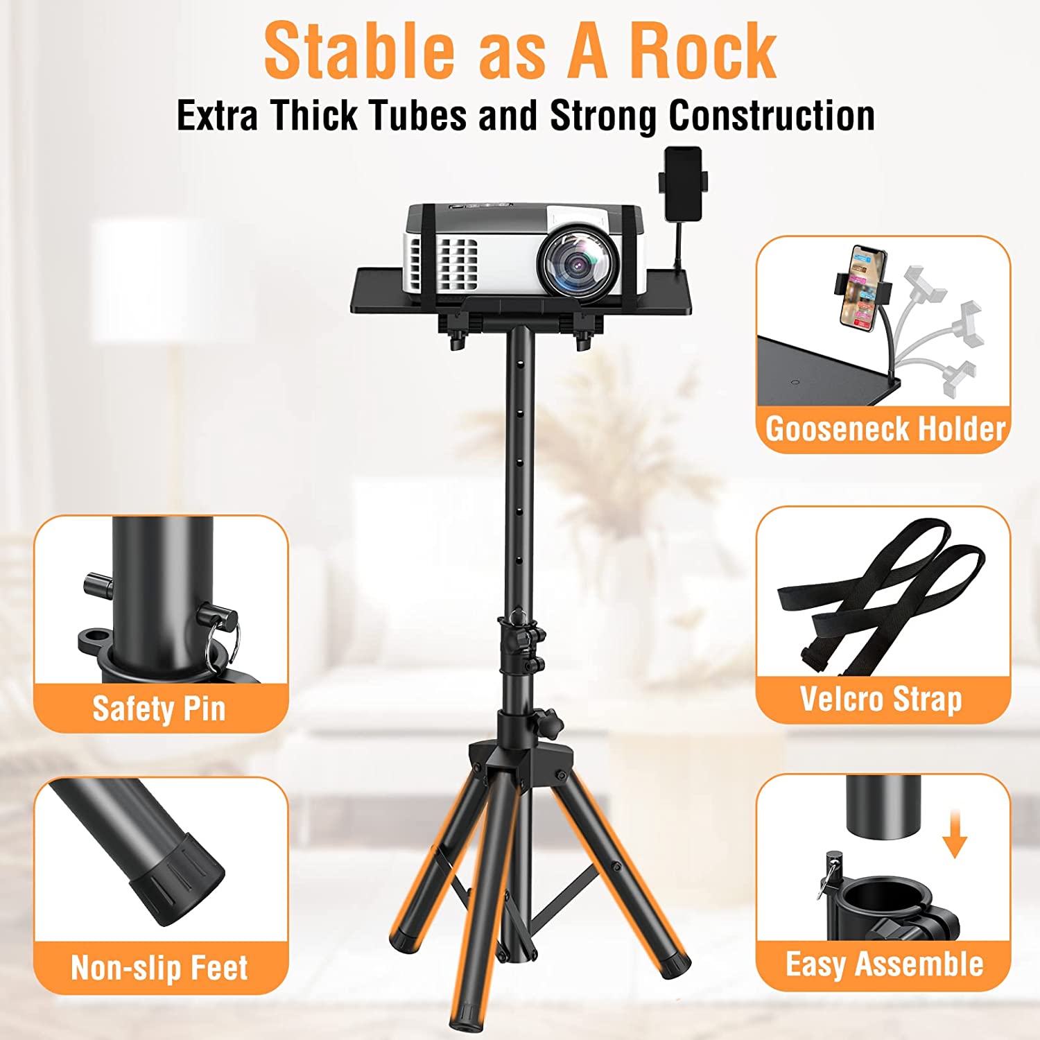 ZIMILAR Tripod Projector Stand with Phone Holder