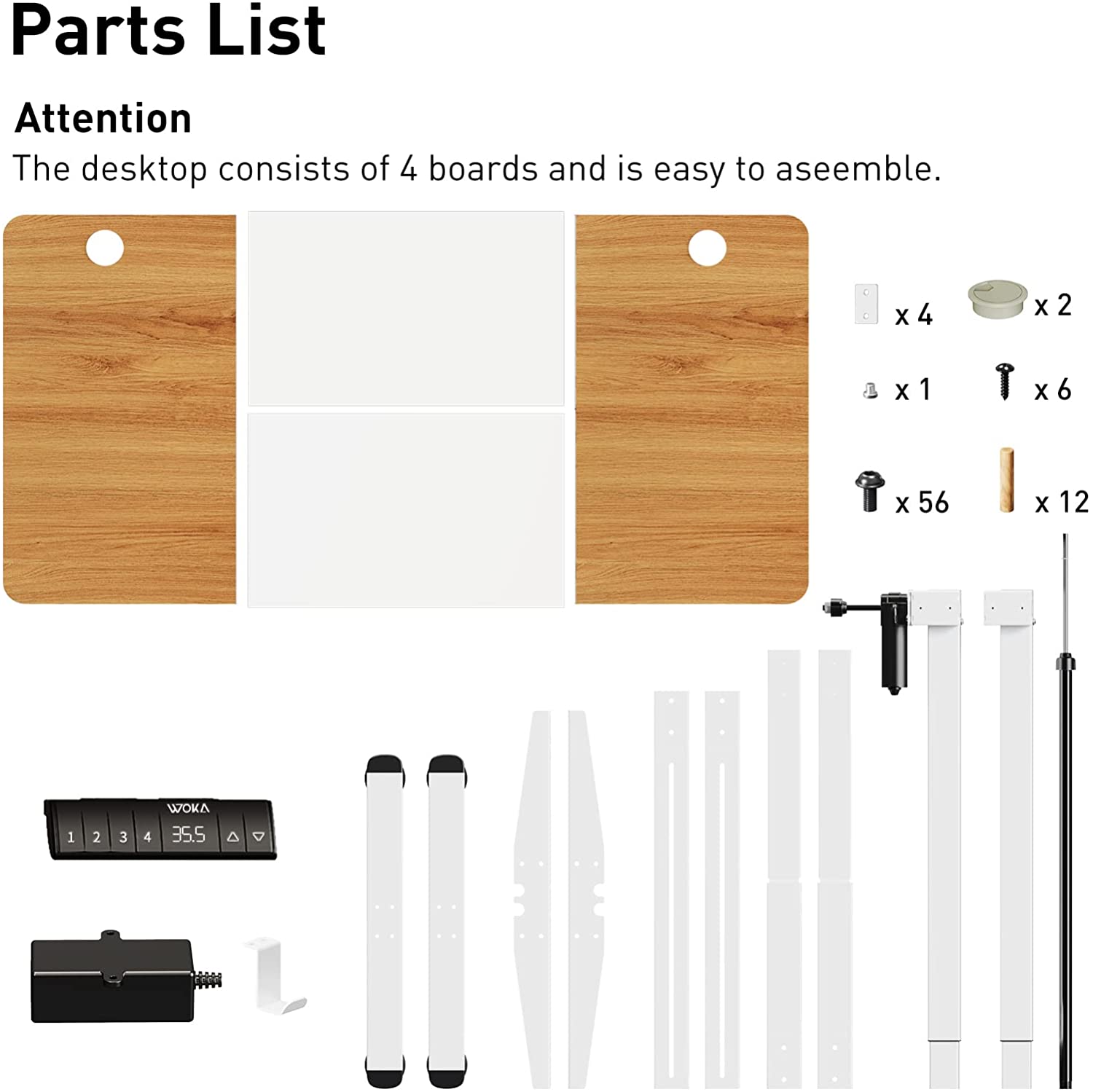 Deep Oak + White easy to install standing desk