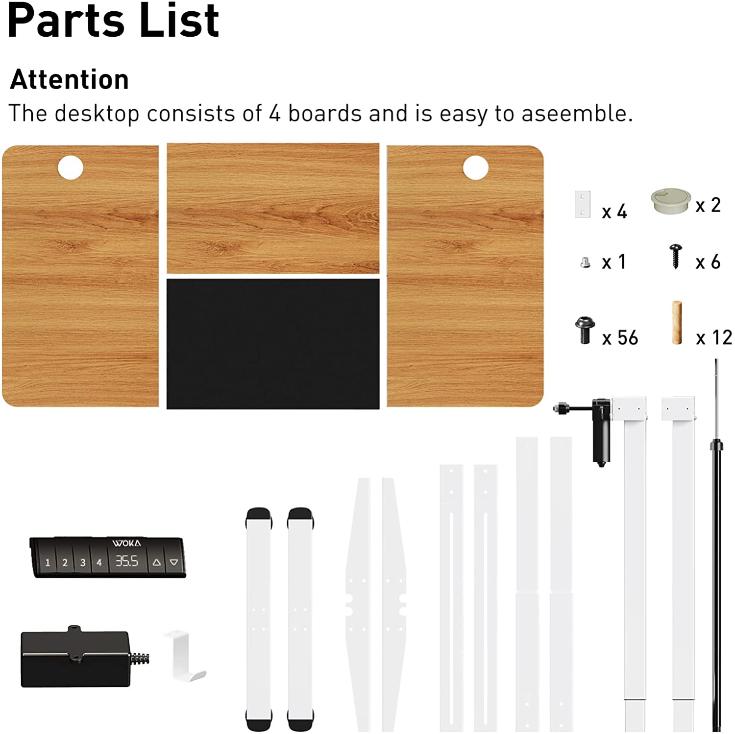 Deep Oak + Black simple to install sit stand desk
