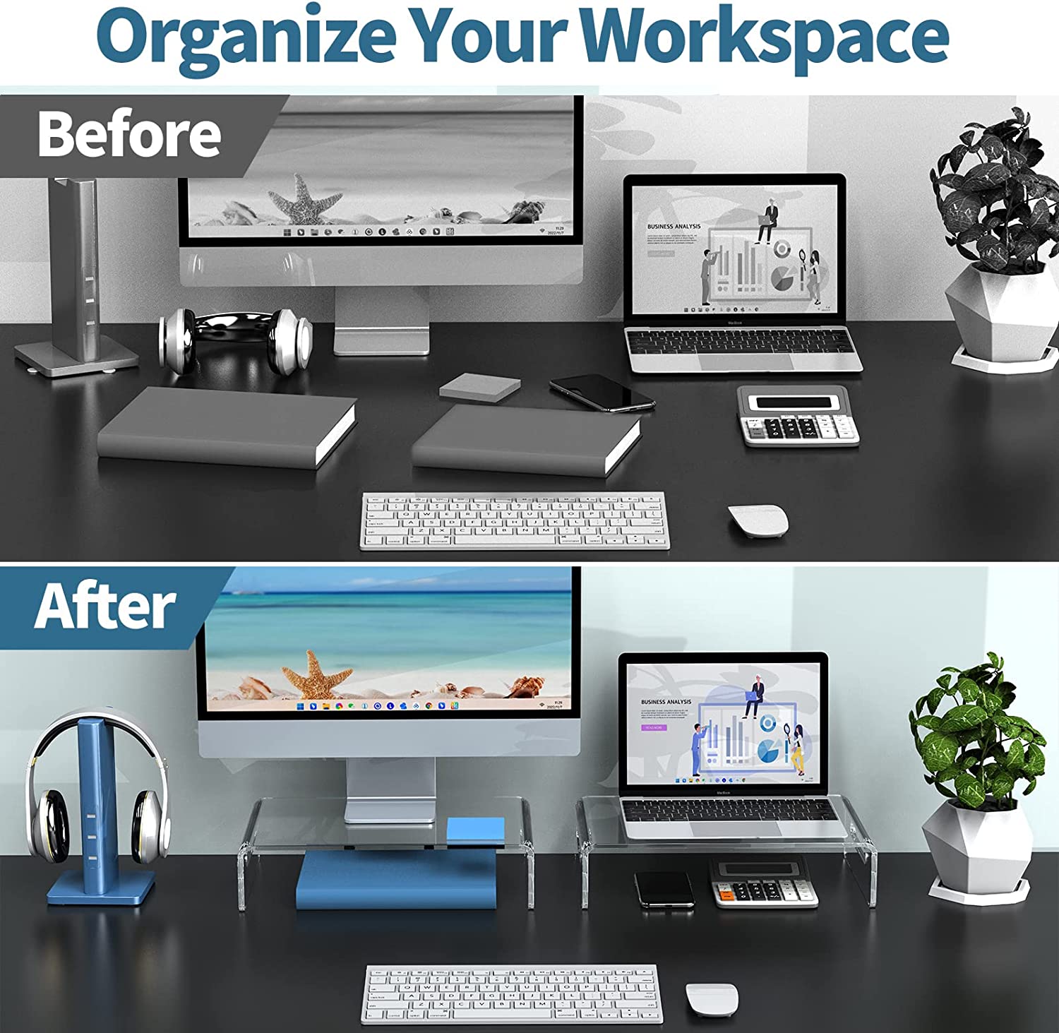WOKA Monitor Stand Riser for Computer Laptop Printe