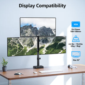 Full Motion Triple Monitor Desk Mount for Max 32'' Monitors MUA6013