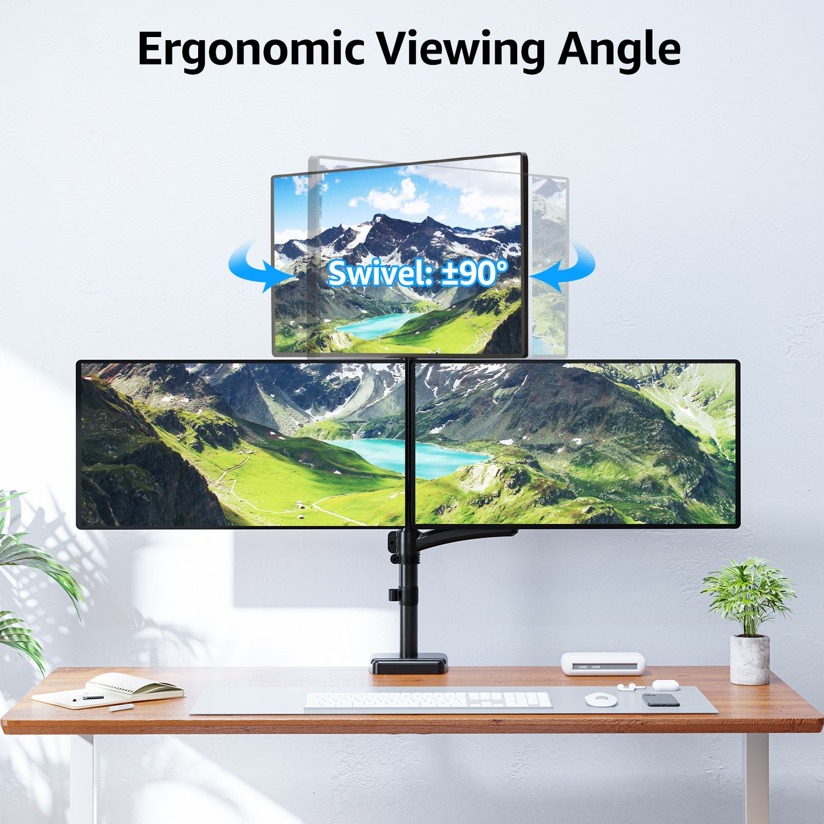 Full Motion Triple Monitor Desk Mount for Max 32'' Monitors MUA6013