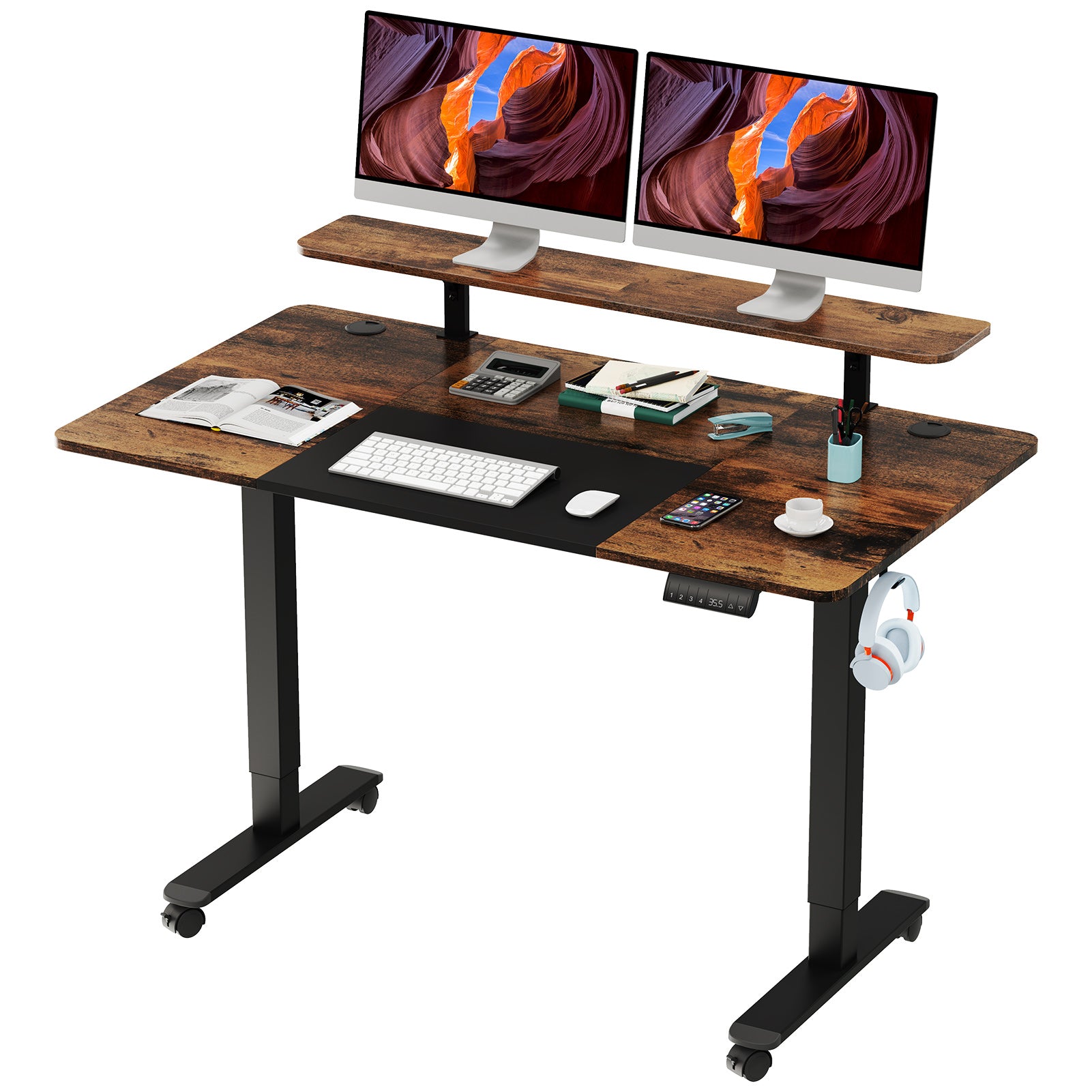 Dual Motor Electric Standing Desk 2-Tier Height Adjustable Stand Up Desk MUD2124