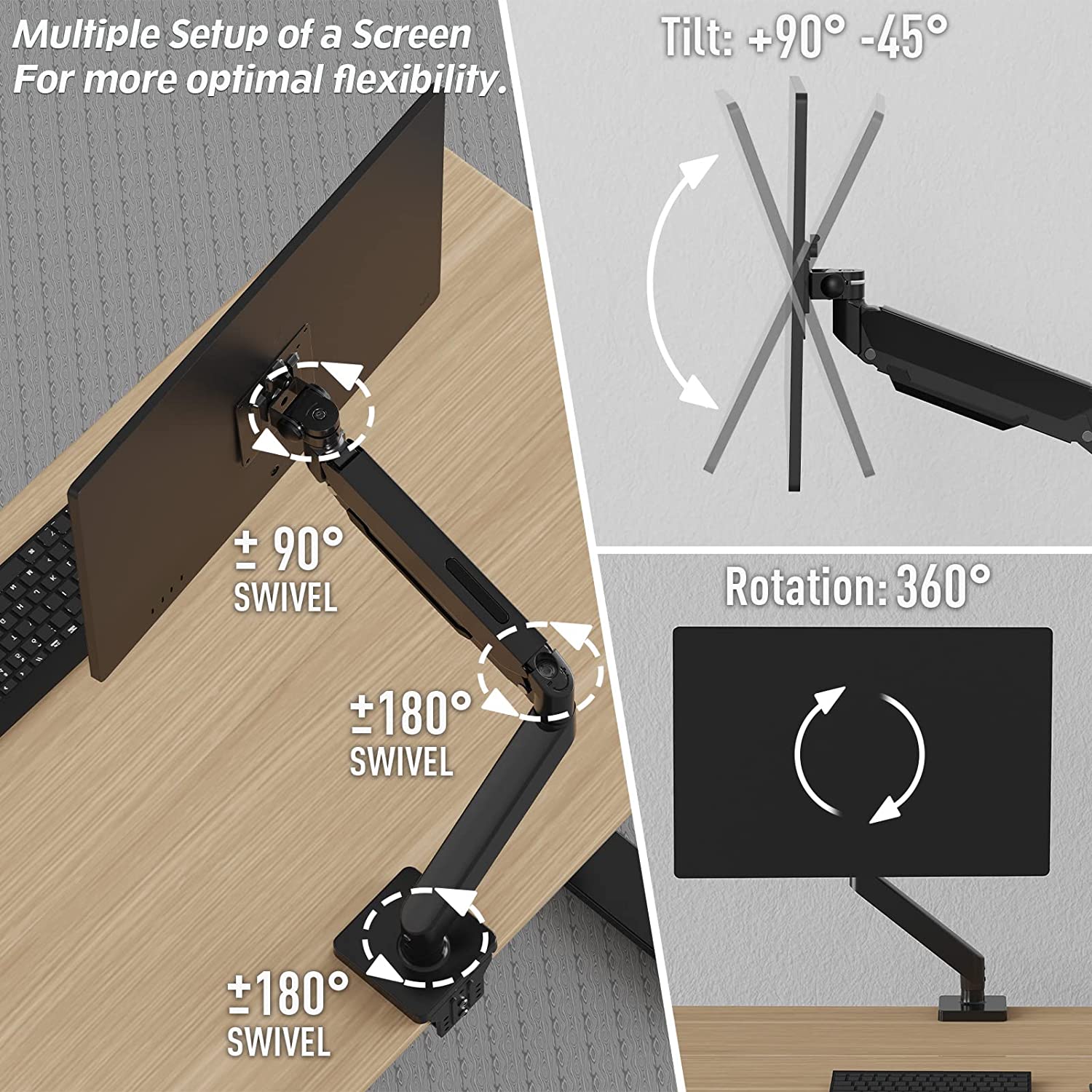 Single Monitor Desk Mount for 22"-42" Monitors MUA7005