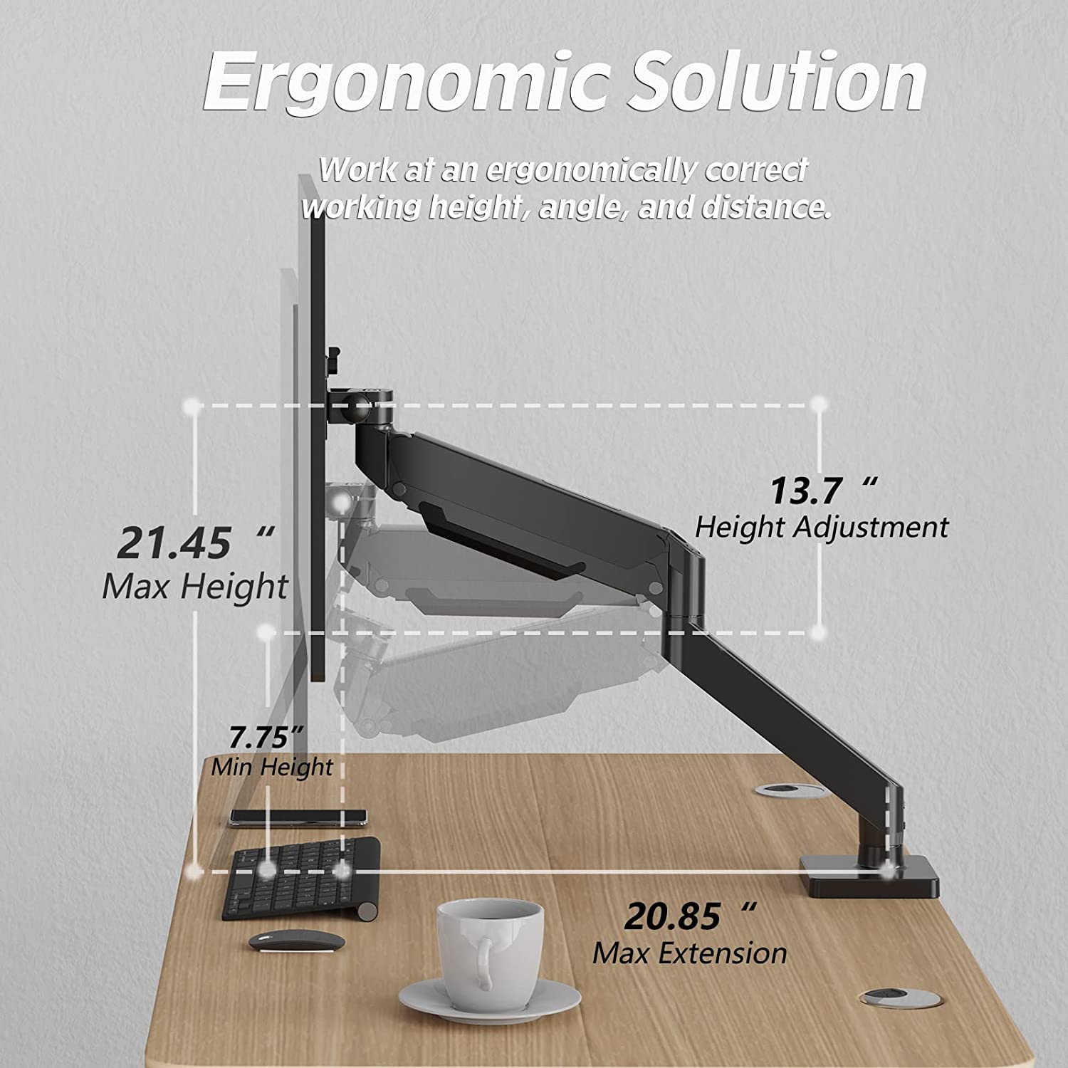 Single Monitor Desk Mount for 22"-42" Monitors MUA7005