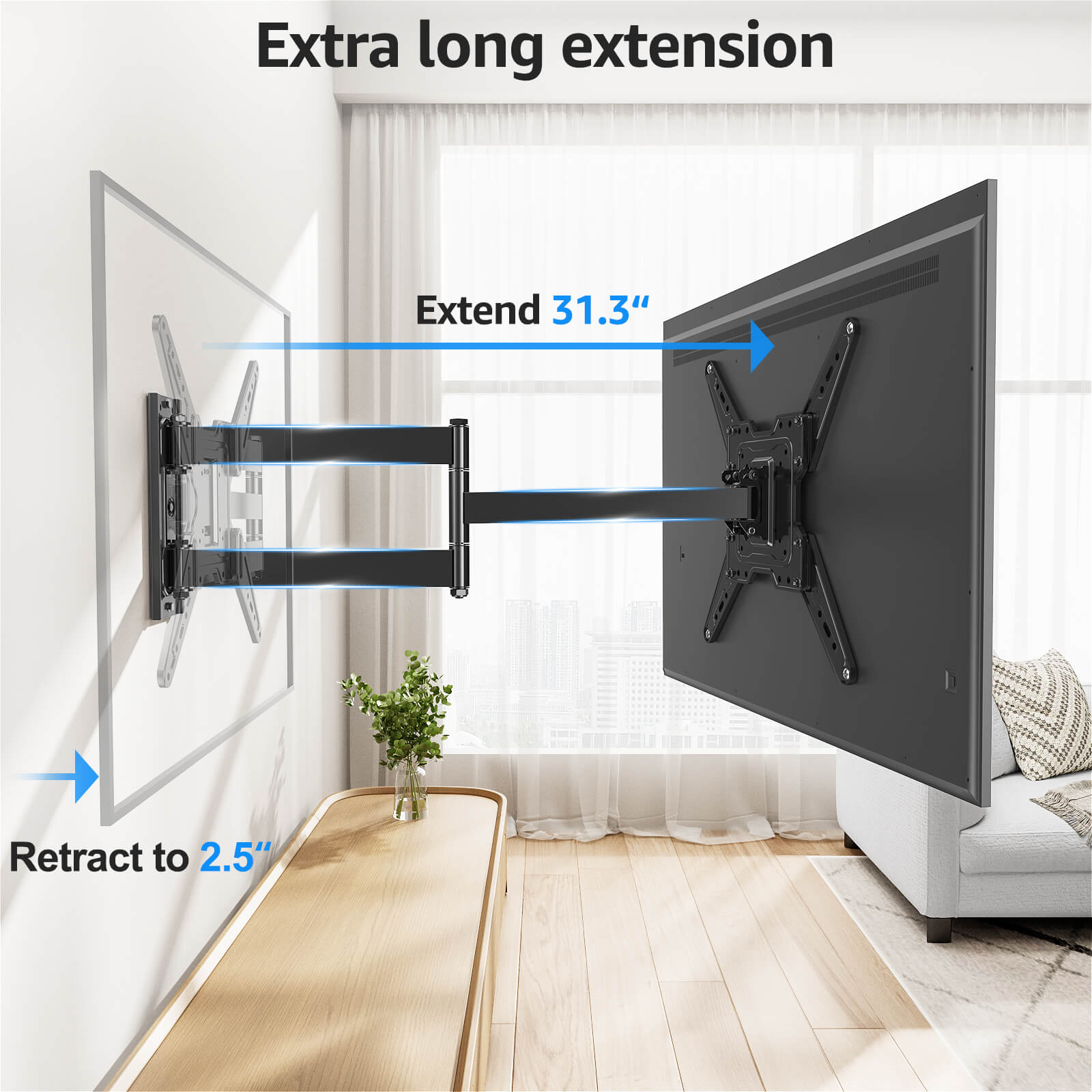 Full Motion Corner TV Wall Mount For 32"-65" TVs MUT0075