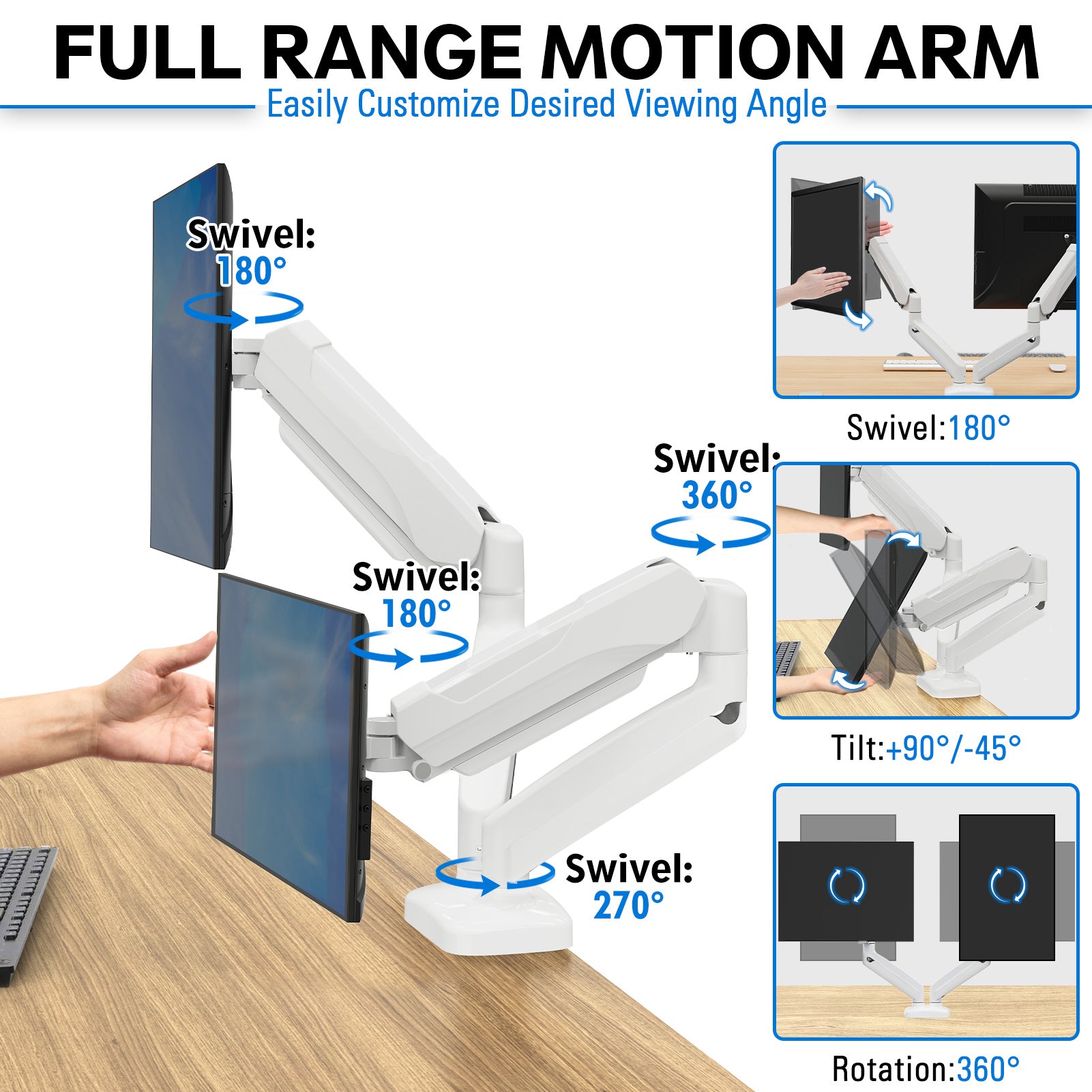 Dual Monitor Desk Mount for Max 32'' Monitors MUA0005-W