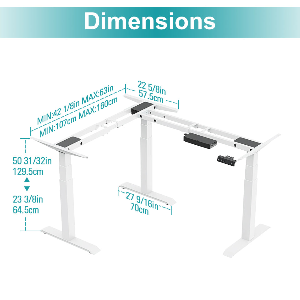 Standing Desk Frame Triple Motor L Shaped Electric 3 Standing Desk legs MUD32