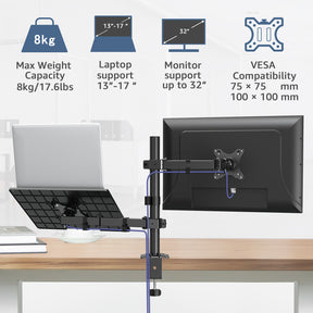 Laptop and Monitor Stand for 12''-17'' Laptop and Max 27'' Monitors MUA4002