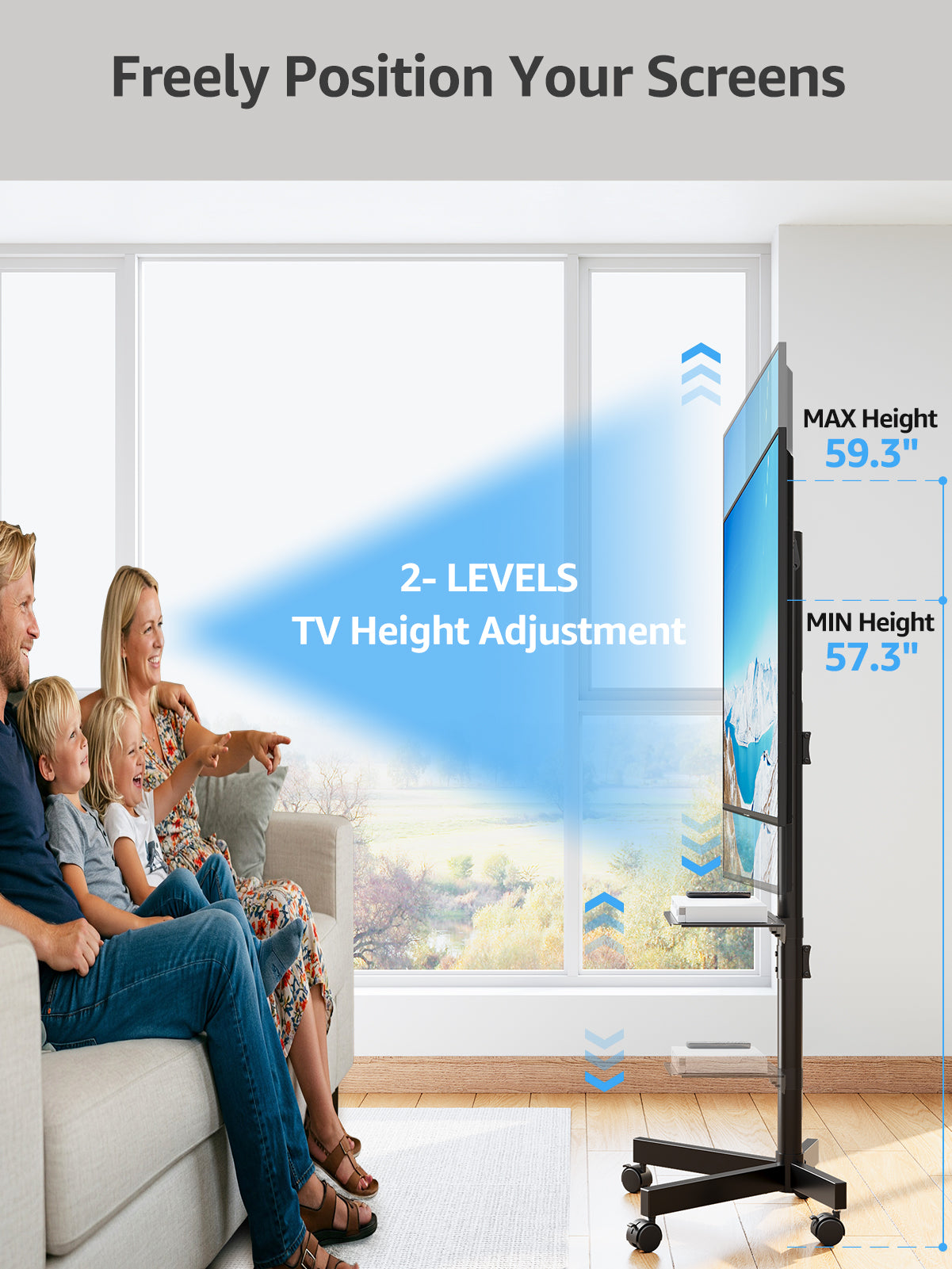 Mobile TV Cart Monitor Floor Stand for 14''-55'' TVs MUT1117