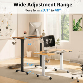 Electric Height Adjustable Standing Desk - Black & Rustic Brown MUD314