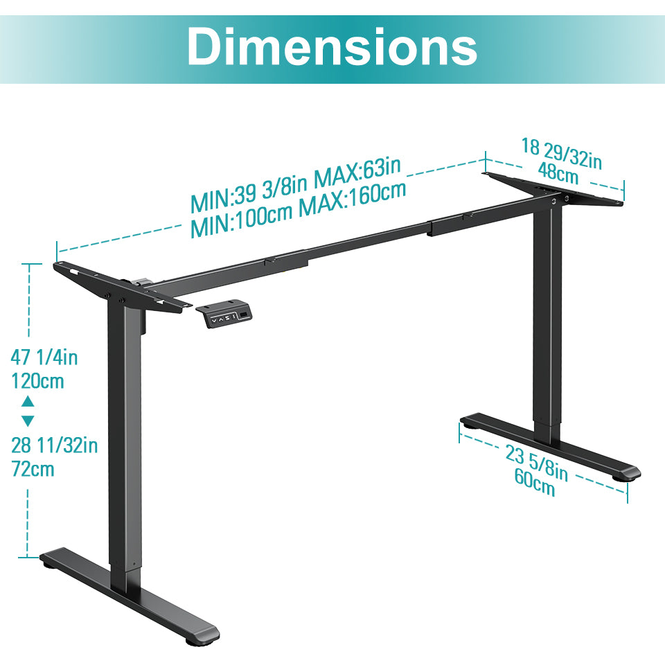 Standing Desk Frame Electric Stand Up Desk Legs 22mm/s Black White Grey MUD3