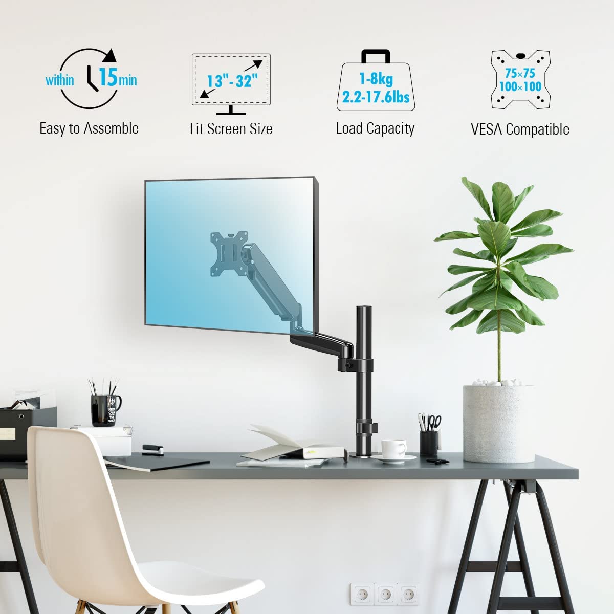 Single Monitor Desk Mount for 17''-32'' Monitors MUA0025