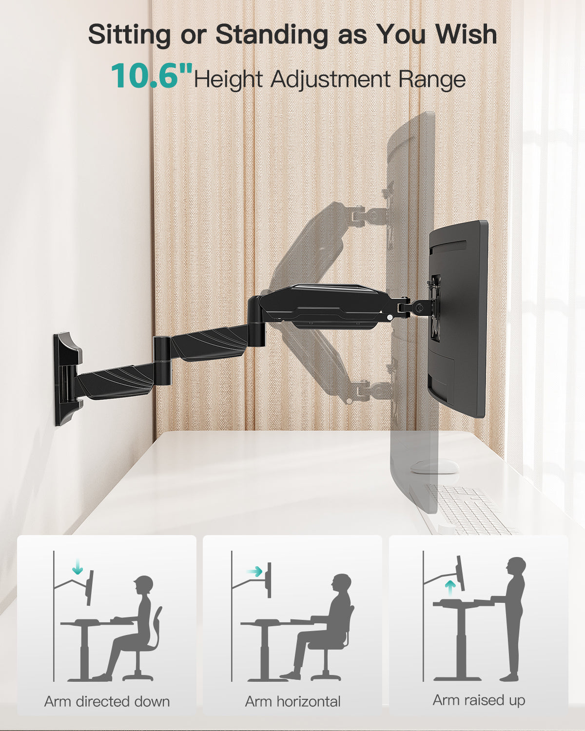 Rotate Swivel Computer Monitor Wall Mount for 13-32 Inch Monitors MUA2013-PR