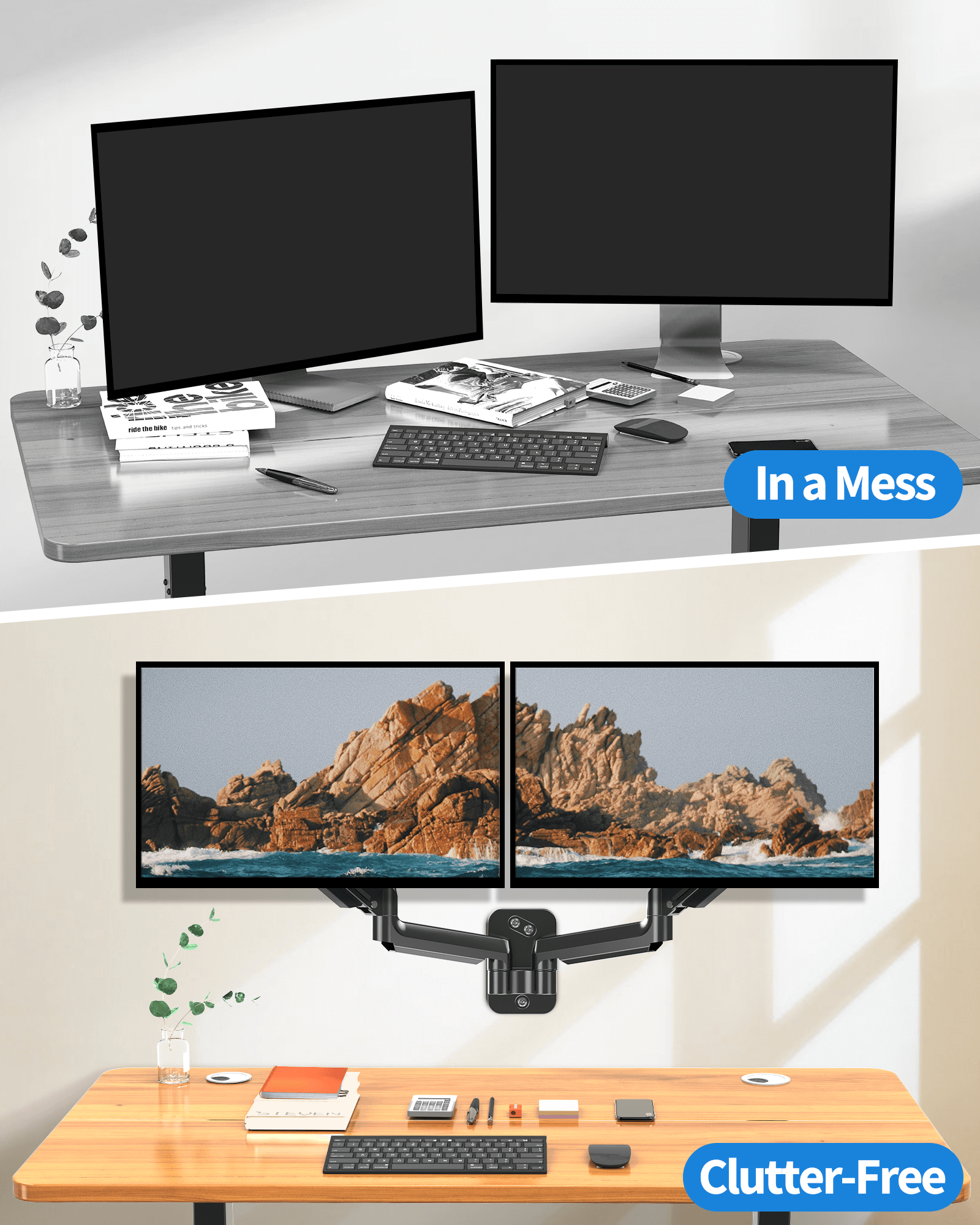 Dual Monitor Wall Mount for 2 Max 32'' Monitors MUA2004