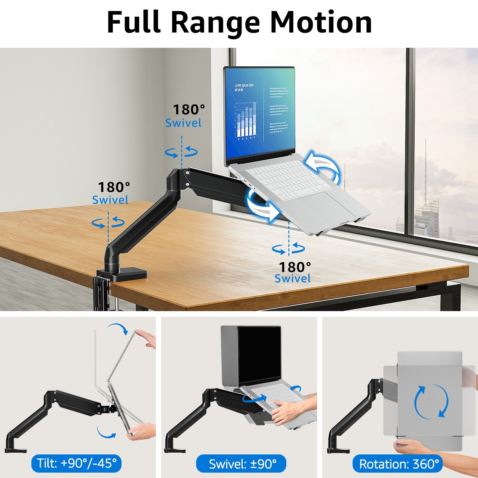 Laptop Arm Mount for Desk Holds 3.3-17.6lbs MUM-4007