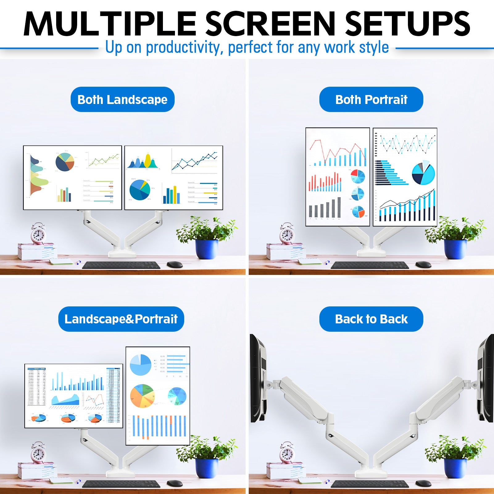 Dual Monitor Desk Mount for Max 32'' Monitors MUA0005-W