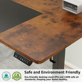 Electric Height Adjustable Standing Desk - Black & Rustic Brown MUD314