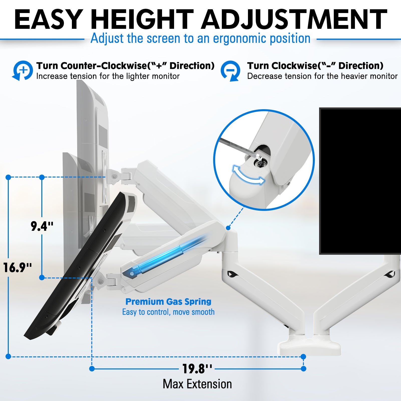 Dual Monitor Desk Mount for Max 32'' Monitors MUA0005-W