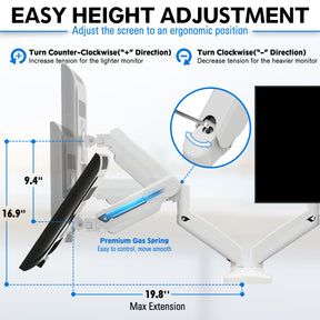 Dual Monitor Desk Mount for Max 32'' Monitors MUA0005-W