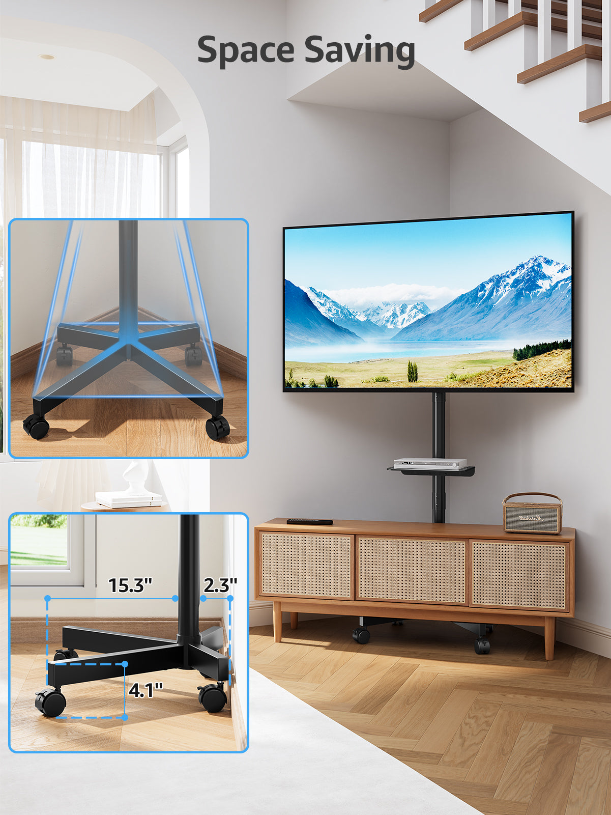 Mobile TV Cart Monitor Floor Stand for 14''-55'' TVs MUT1117