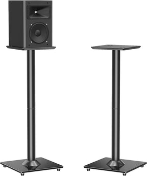 EconoMe Universal Speaker Stands Pair for Surround Sound, 31" Height Floor Speaker Stands, Holds Bookshelf Speaker Satellite Speaker Large Speaker, Up to 22LBS Cable Concealing 9.8" Plate Black