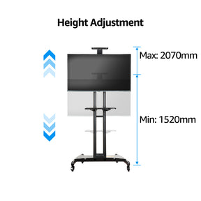 Mobile TV Trolley Cart Height Adjustable TV Pedestal Stand for 32''-70'' TVs MUT1118