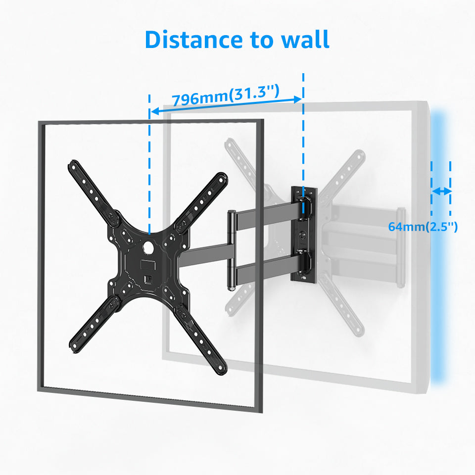 Swivel TV Mount Wall TV Rack Long Arm Alloy Steel for 20-65 Inch V310