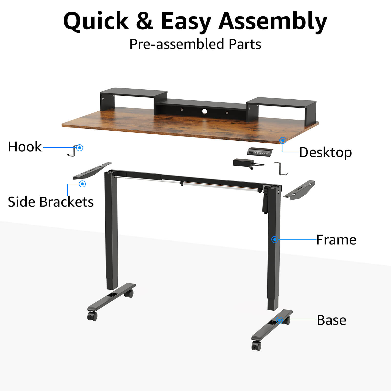 Standing Desk 74-120cm Height Adjustable Electric Computer Desk MUD321