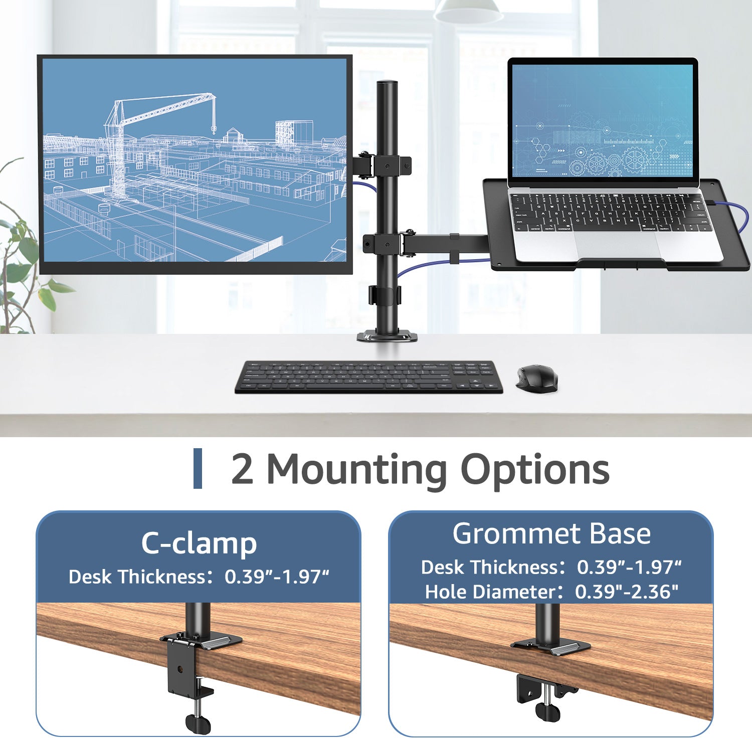 Laptop and Monitor Stand for 12''-17'' Laptop and Max 27'' Monitors MUA4002