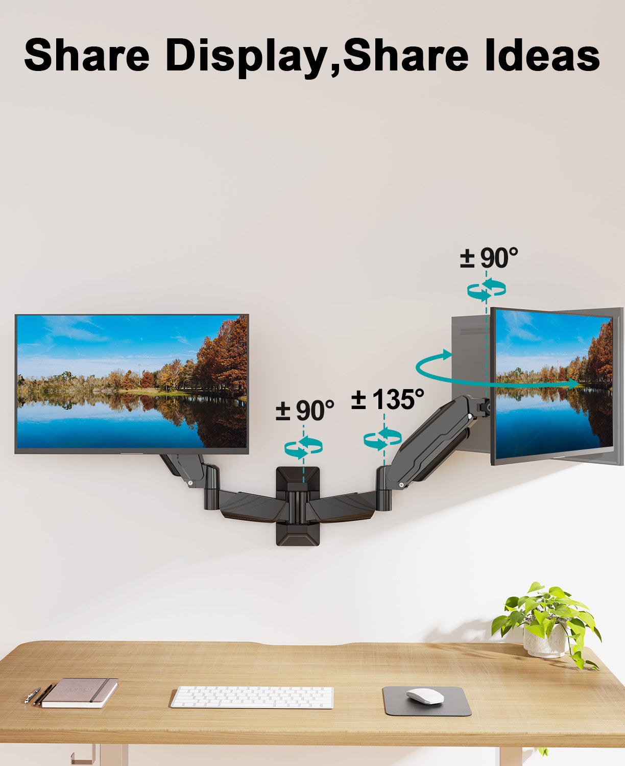 Dual Monitor Wall Mount for 13"- 32" Monitors MUA2008