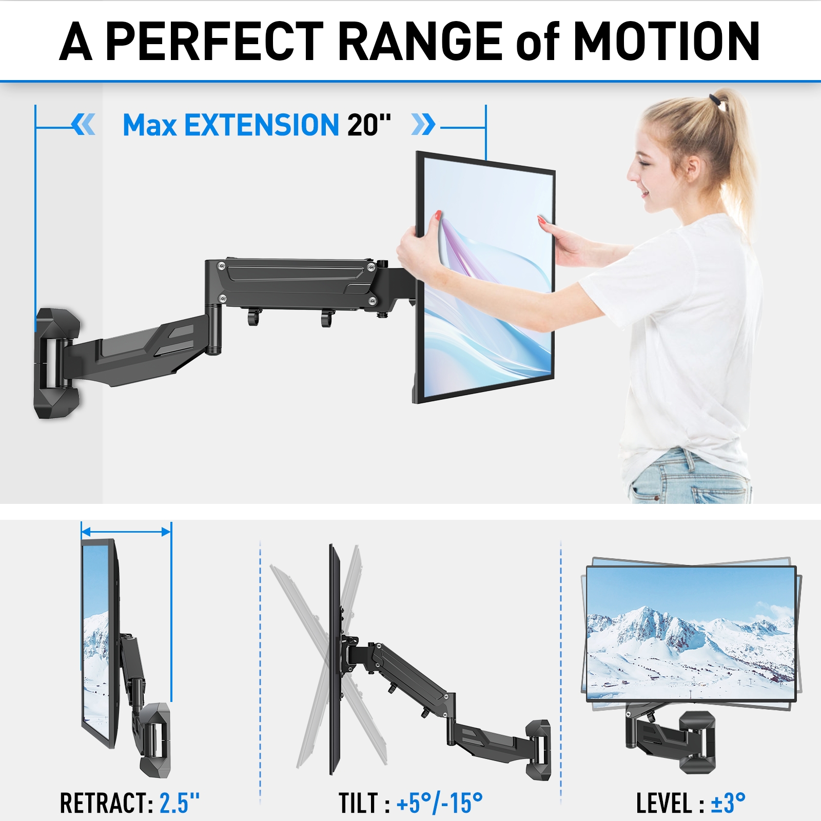 Full Motion Corner TV Wall Mount for 20''-55'' TVs MUT0037-B2