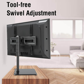 Freelift Universal Swivel TV Stand Base, Table Top TV Stand for Most 37-70 inch LCD LED Flat Screen TVs, Height Adjustable TV Mount Stand with Tempered Glass Base, VESA 600x400mm, Holds up to 88 lbs.