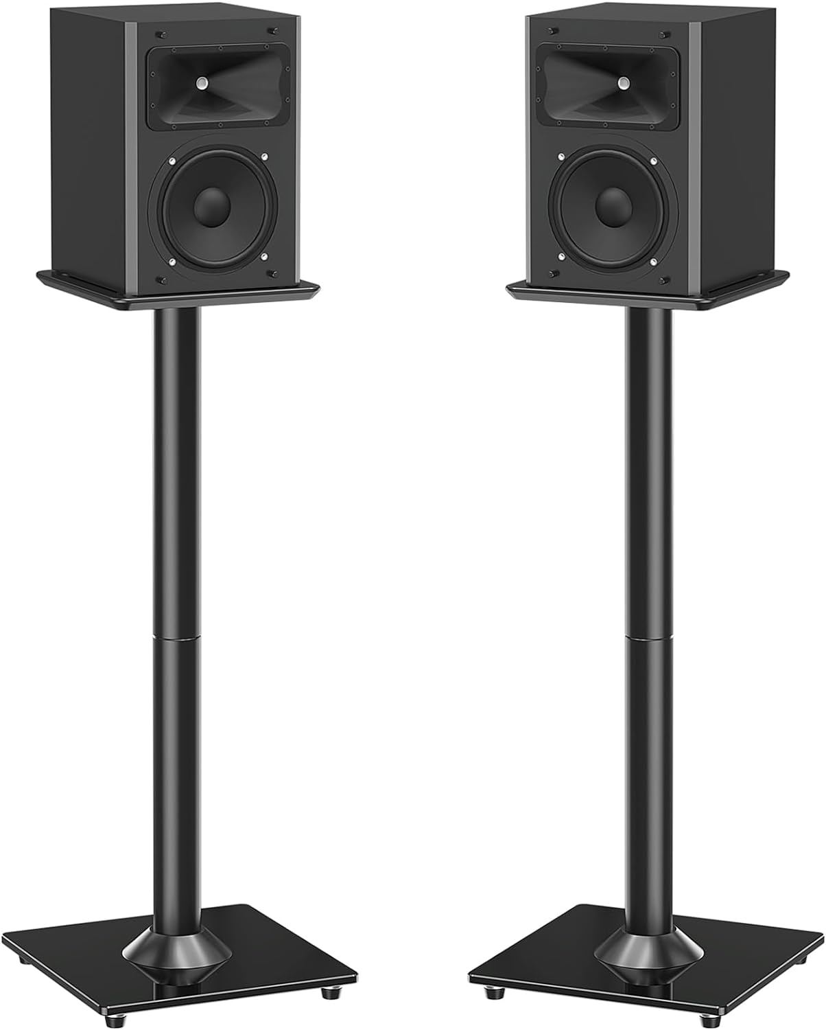 EconoMe Universal Speaker Stands Pair for Surround Sound, 31" Height Floor Speaker Stands, Holds Bookshelf Speaker Satellite Speaker Large Speaker, Up to 22LBS Cable Concealing 9.8" Plate Black